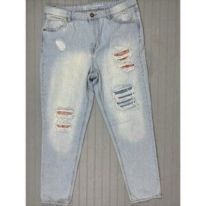 No Boundaries Size 13 Womens Ankle Jeans Cotton Distress Light Wash